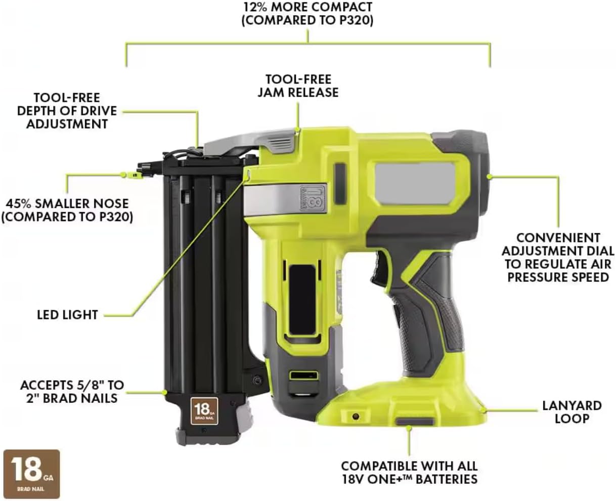 P321 Fits for RYOBI 18V 18-Gauge Cordless AirStrike Brad Nailer (Tool Only)
