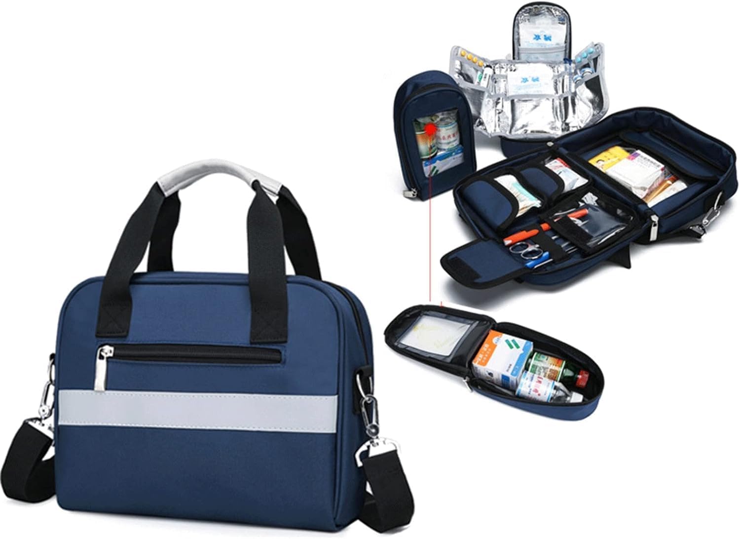 IOCCIOBB Emergency Trauma Bag, Portable Empty Medicine Bag First Aid Kits Bag With Multiple Pockets For Medical Supplies