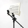 Music Stand Portable Folding Music Stand Music Sheet Holder with Microphone Stand for School Orchestras Choirs (Black One Size)