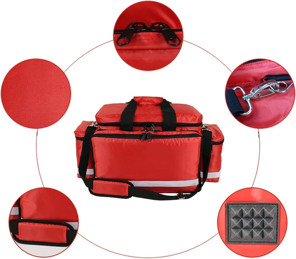 Portable First Aid Bag, Large Capacity Medical Kit Complete Emergency Response Empty Trauma Bag, for Rescue, Nurse, Paramedic Multi Pockets Bag