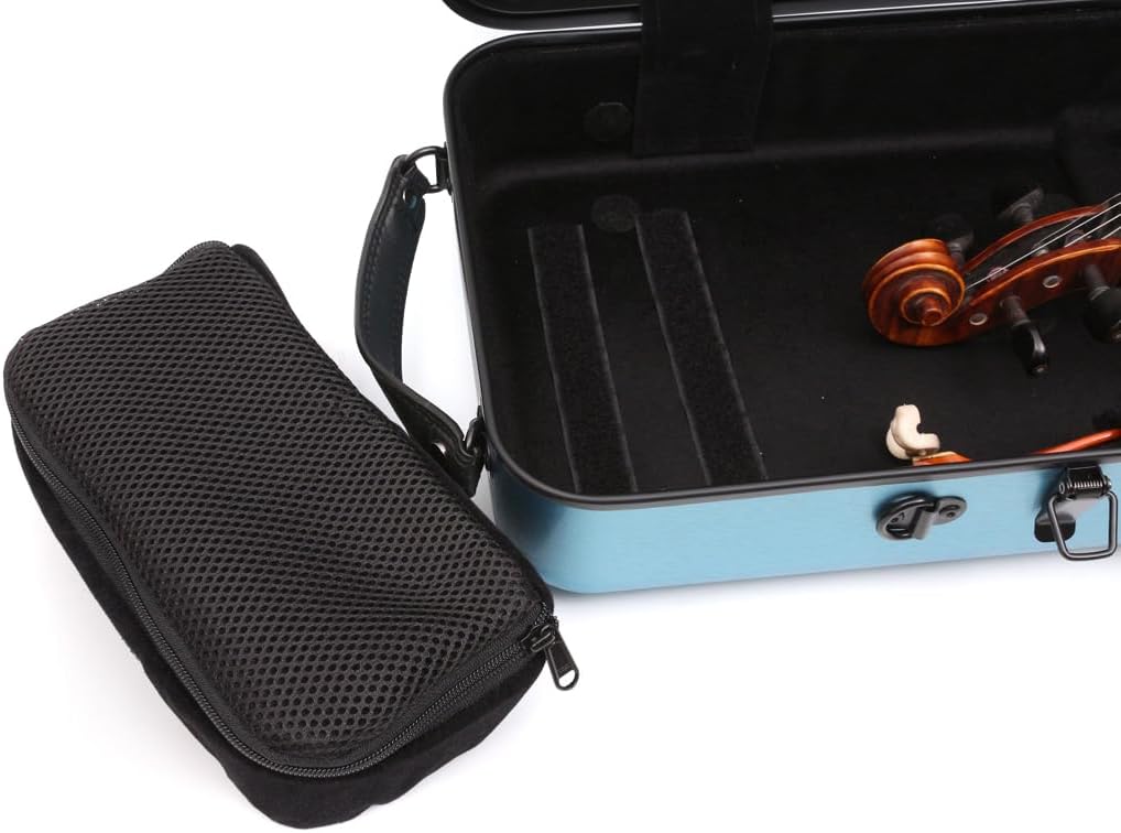 Violin case 4/4 Full size High strength Carbon fiber hard shell Durable handles Internal storage with Backpack straps Music Sheet bag (Blue)