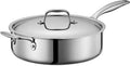 LEGEND COOKWARE 5-Ply Stainless Steel 5-Quart Saute Pan with Lid - Induction Compatible, Oven Safe 800°F - Non-Toxic, No Coatings - Even Heating, Won't Warp - Built to Last Generations