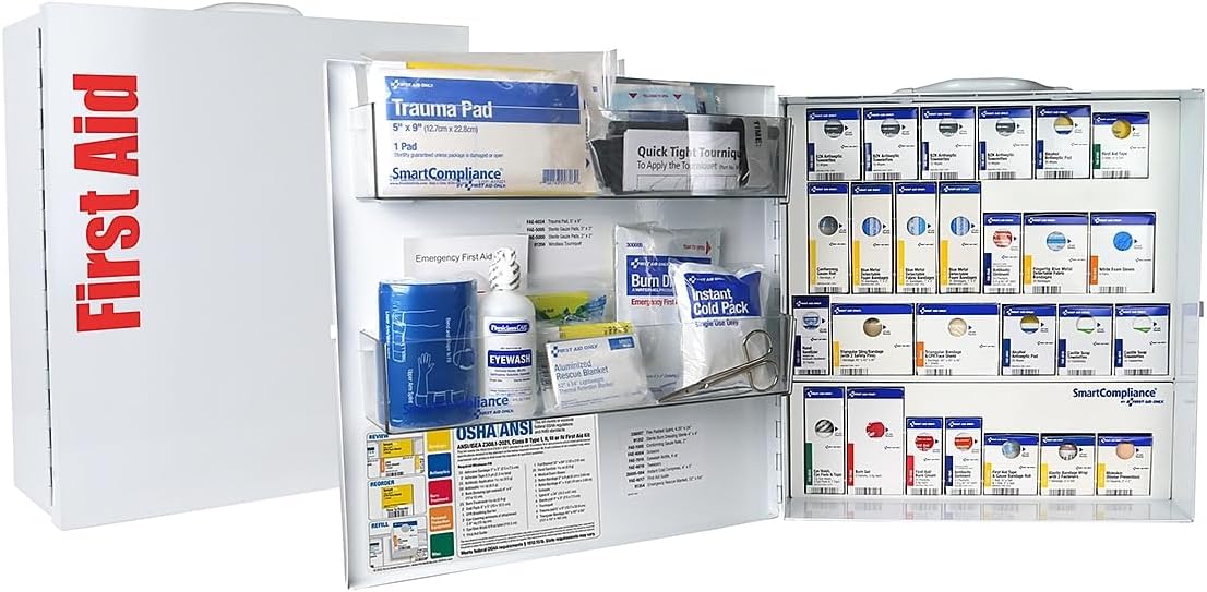 First Aid Only SmartCompliance Food Service First Aid Cabinet, ANSI Class B, 100 People, 337 Pieces (91379)