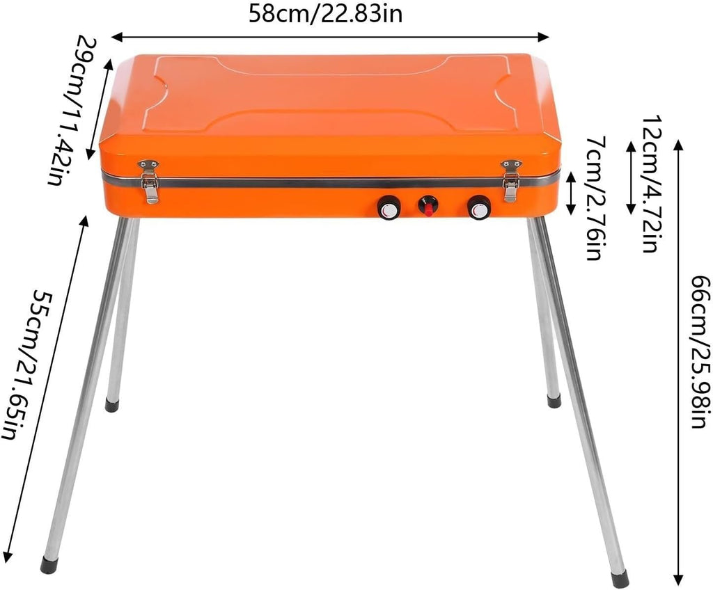 Wood Burning Stove Camping Stove, Outdoor 2-In-1 Grill & Stove Gas Camping Griddle Stove with Detachable Legs, Portable Grill Burner Tabletop Grill Cooker for Camping BBQ Picnic Hiking Tailgating Gril