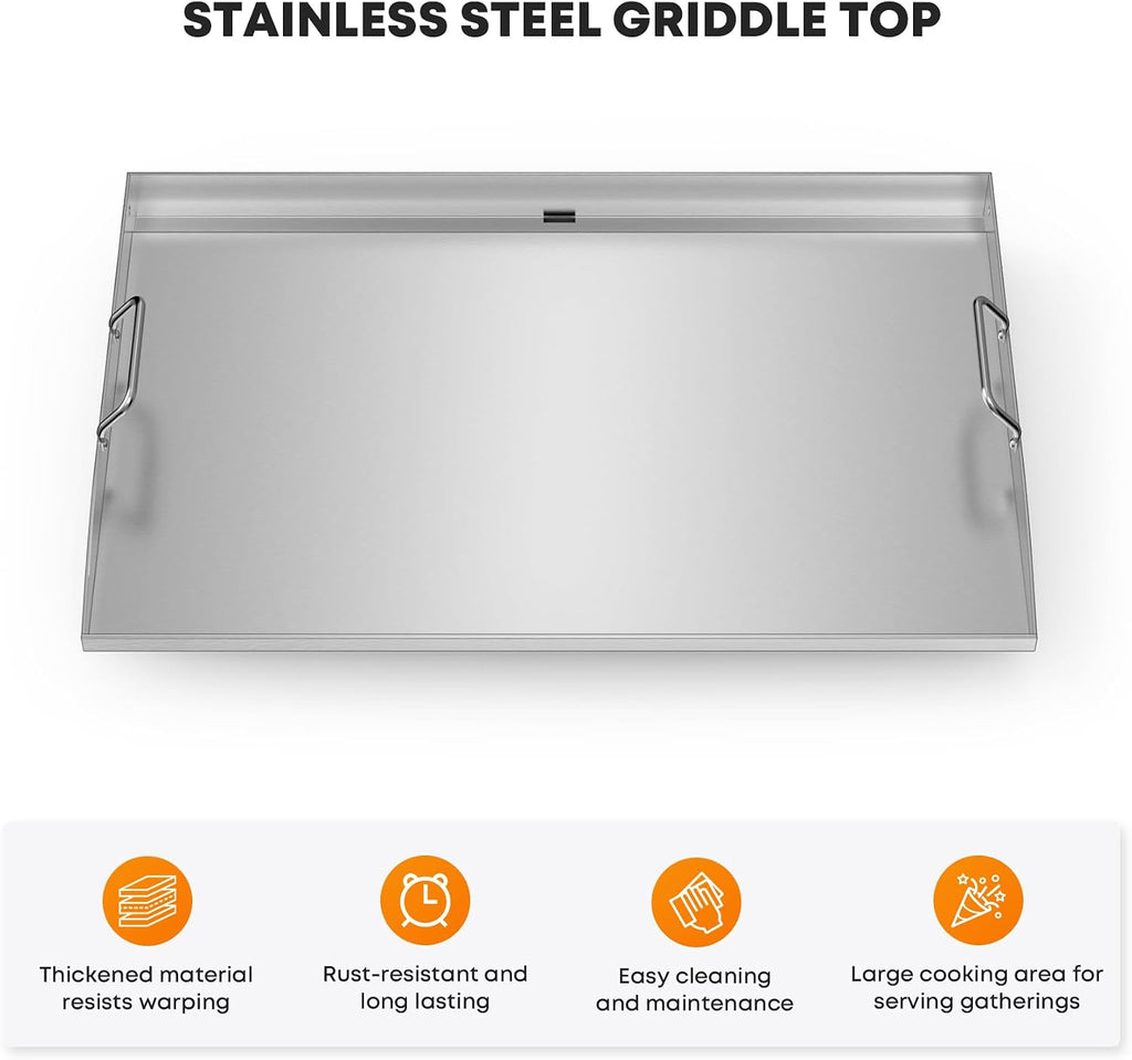 Stanbroil 28 Inch Flat Top Griddle, Stainless Steel Griddle Replacement Top for Blackstone 28' 2-Burner Gas Grill Cooking Station, Rear Grease Management System