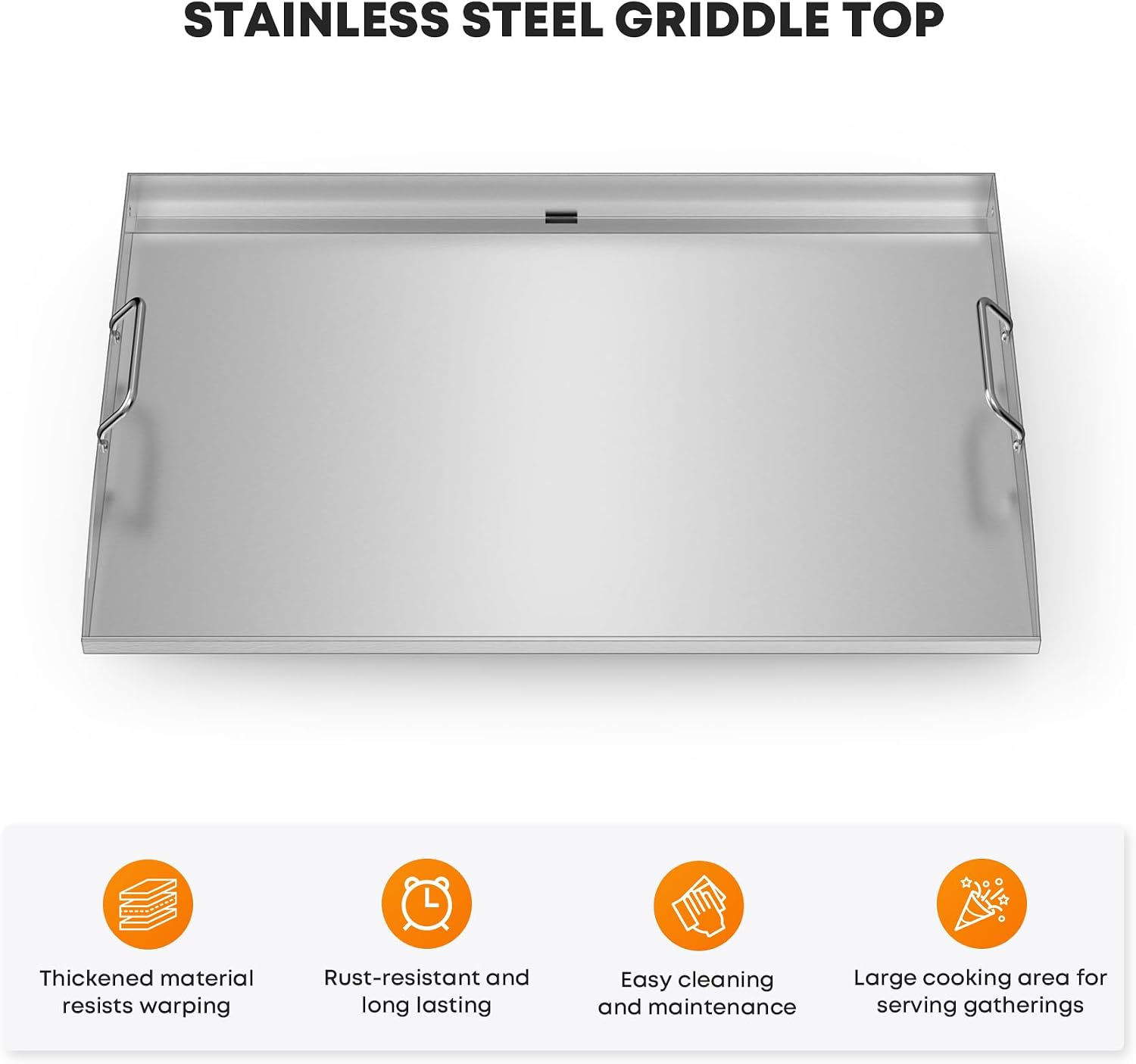 Stanbroil 28 Inch Flat Top Griddle, Stainless Steel Griddle Replacement Top for Blackstone 28' 2-Burner Gas Grill Cooking Station, Rear Grease Management System