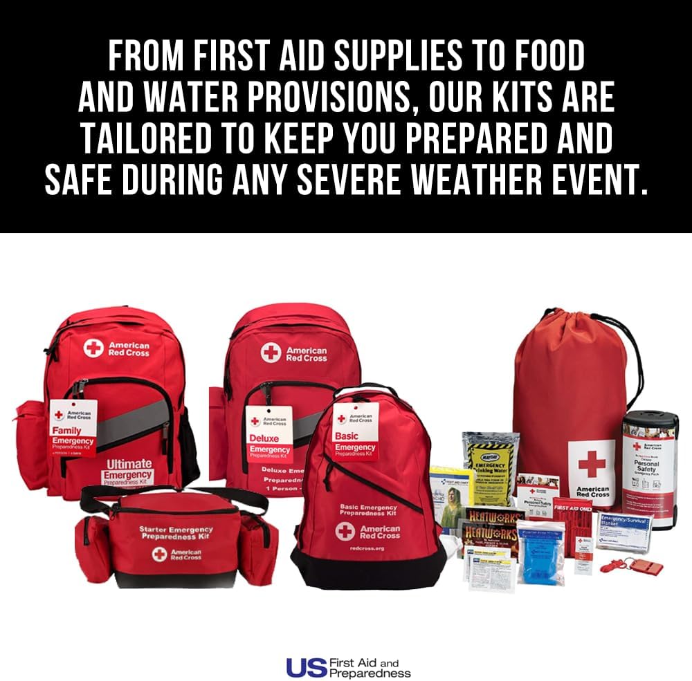 American Red Cross Officially Licensed Product, First Aid Concepts Basic Emergency Preparedness Starter Kit, 12 Hour Survival Supplies for 1 Person, Water, Phone Charger, Blanket, Food