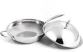 BUFFALO Honeycomb 3ply Stainless Steel Wok Pan 11 inch/28cm with Lid Flat Bottom - Coating-Free Non-stick Stir Fry Pan - Advanced, Scratch-Resistant Design with Stay-Cool Long Handle
