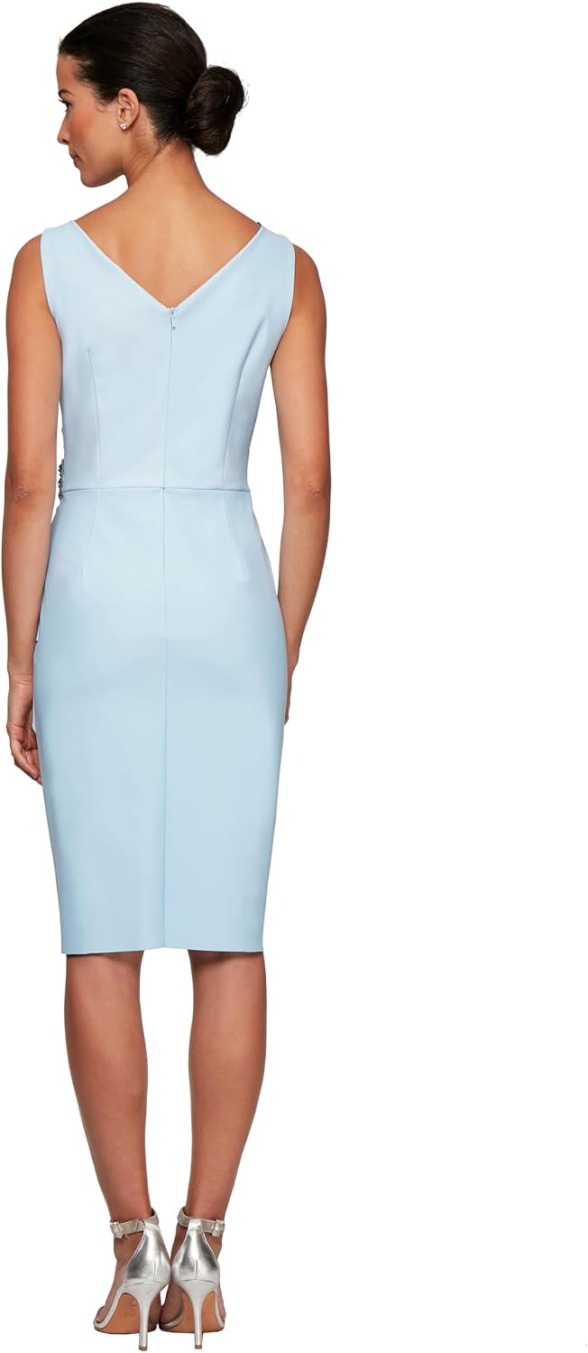 Alex Evenings Women's Slimming Short Ruched Dress with Ruffle (Petite and Regular)
