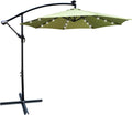 10FT Solar Powered Patio Umbrella, Market Table Umbrella with 24 LED Lights & 8 Sturdy Ribs, Cantilever Patio Umbrella with base, Offset Umbrella for Garden Lawn Deck Backyard Pool