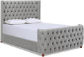 Jennifer Taylor Home Brooklyn Queen Tufted Panel Bed Headboard and Footboard Set, Opal Grey Velvet