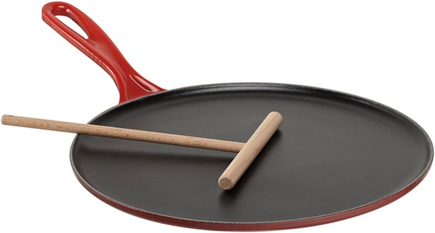 Le Creuset Enameled Cast Iron Traditional Round Crepe Pan, 10.25', Cerise