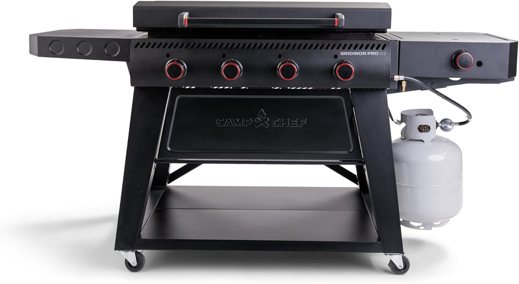 Camp Chef Gridiron Pro- 36' Outdoor Griddle Grill with Side Burner, Flamethrower Ignition & Hinged Lid - Premium 36' Flat Top Grill for Outdoor Cooking