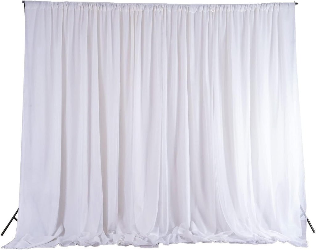 BalsaCircle 20 ft x 10 ft White Chiffon Fabric Backdrop Drapes Curtain - Wedding Decorations Photo Booth Reception Photography Party Supplies
