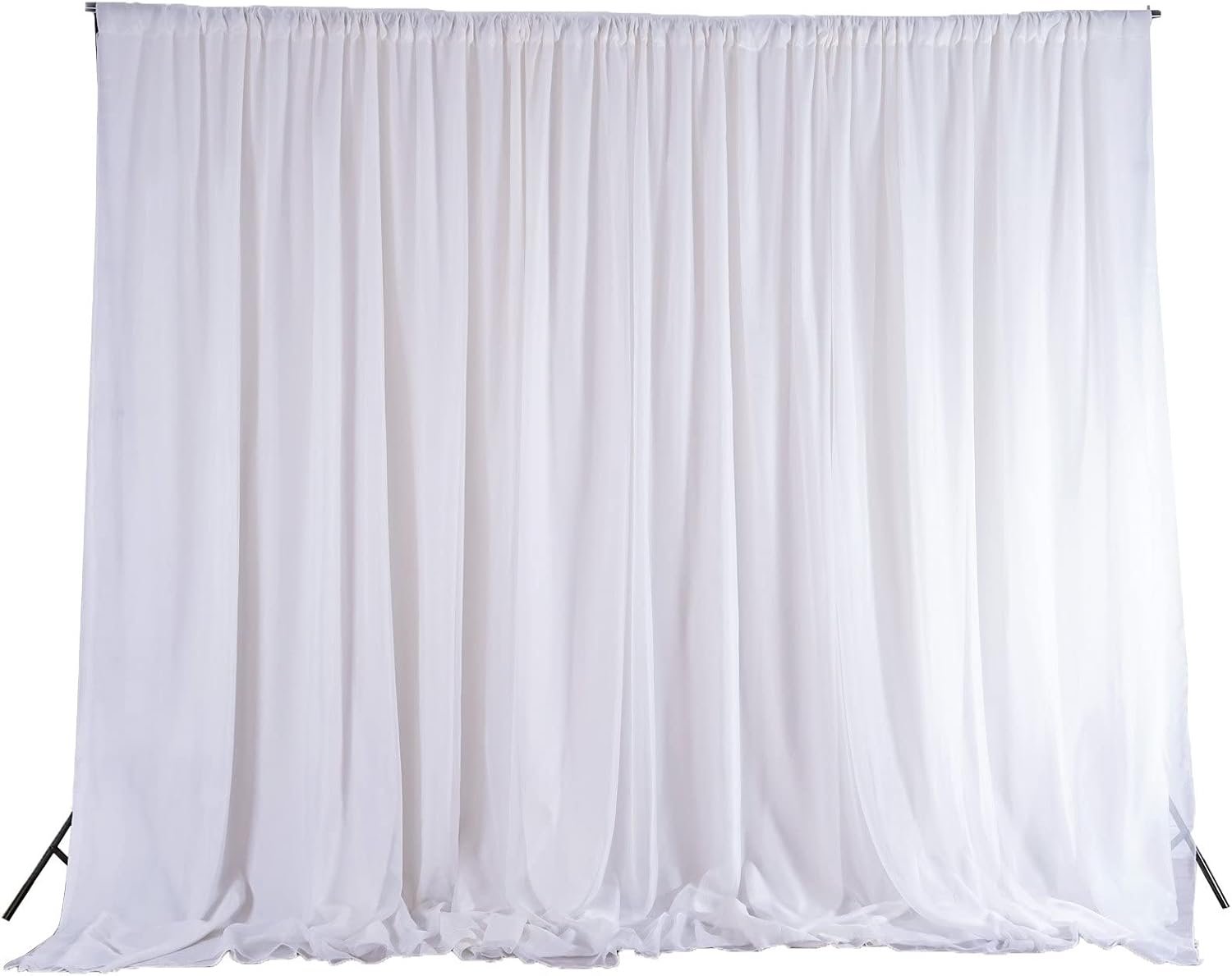 BalsaCircle 20 ft x 10 ft White Chiffon Fabric Backdrop Drapes Curtain - Wedding Decorations Photo Booth Reception Photography Party Supplies