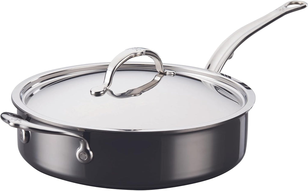Hestan NanoBond Molecular Titanium Saute Pan with Lid, 3.5-Quart - PFAS-Free Stainless Steel, 4x Stronger, 1050°F Safe, Induction Compatible, Handcrafted Italy