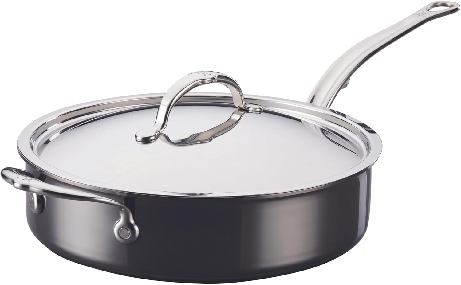 Hestan NanoBond Molecular Titanium Saute Pan with Lid, 3.5-Quart - PFAS-Free Stainless Steel, 4x Stronger, 1050°F Safe, Induction Compatible, Handcrafted Italy