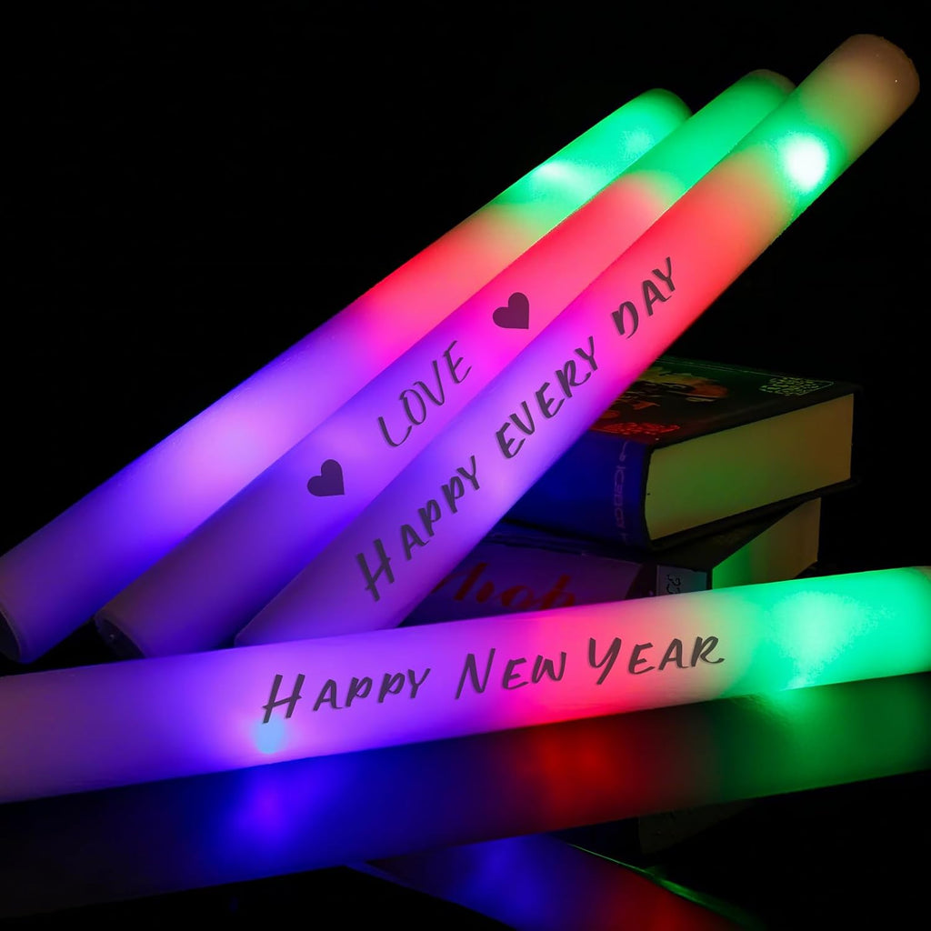 202PCS Glow Foam Sticks Bulk,LED Foam Sticks 3 Modes Flashing Glow in the Dark Light up Party Favors Supplies for Birthday, Wedding, Raves, Co