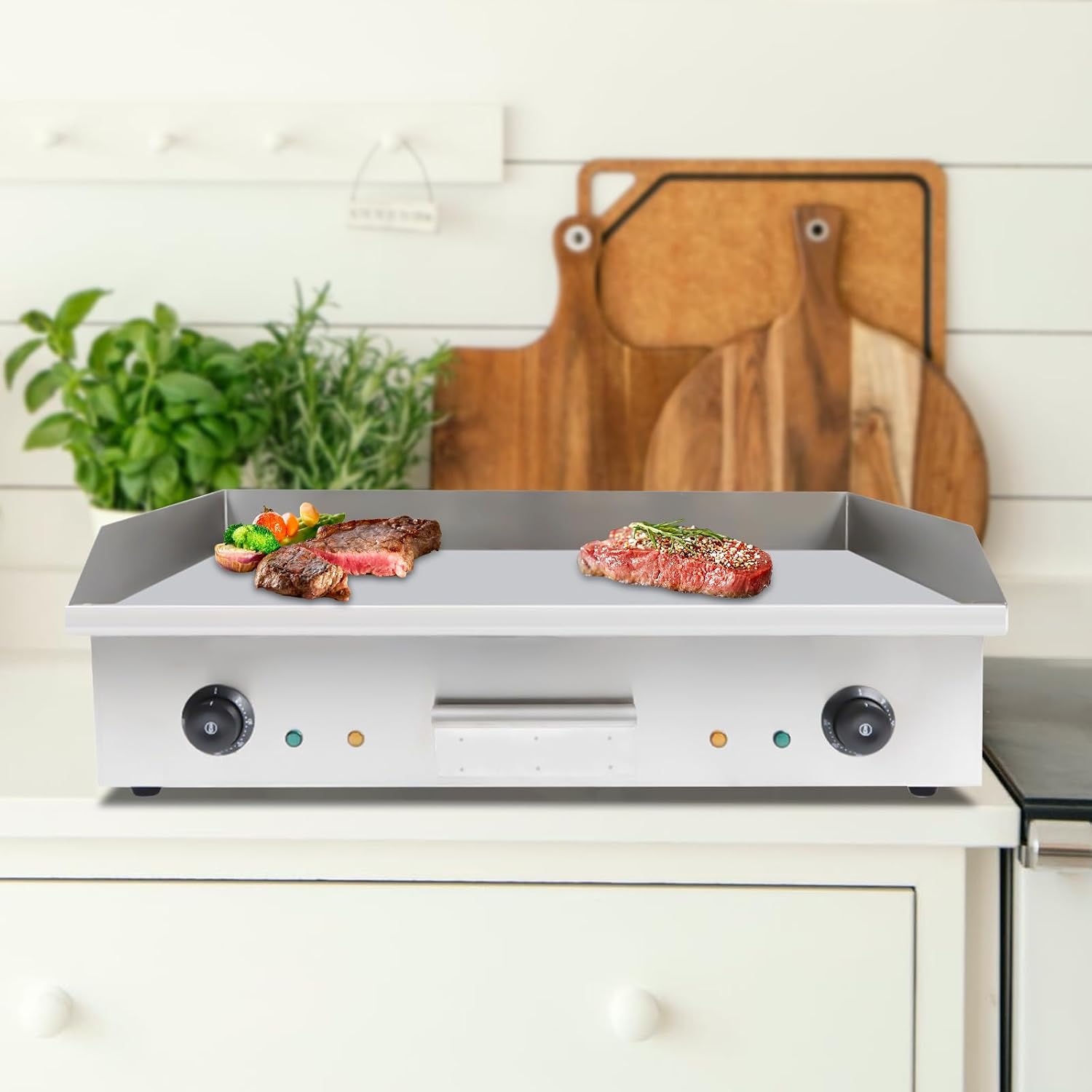 29 Inch Commercial Electric Griddle, 3000W Electric Countertop Griddle, Flat Top Grill Hot Plate BBQ, Non-Stick Teppanyaki Grill, Stainless Steel Restaurant Electric Countertop Griddle Tabletop Grill