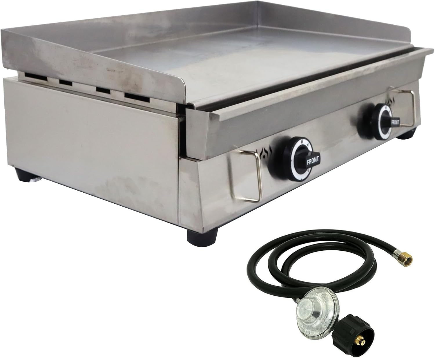 INTBUYING Stainless Steel Commercial Home Gas Grill Griddle Countertop Flat Cooking Griddle Grill LPG 2800Pa with Low Pressure Valve(28.94x16.14inch Hotplate)