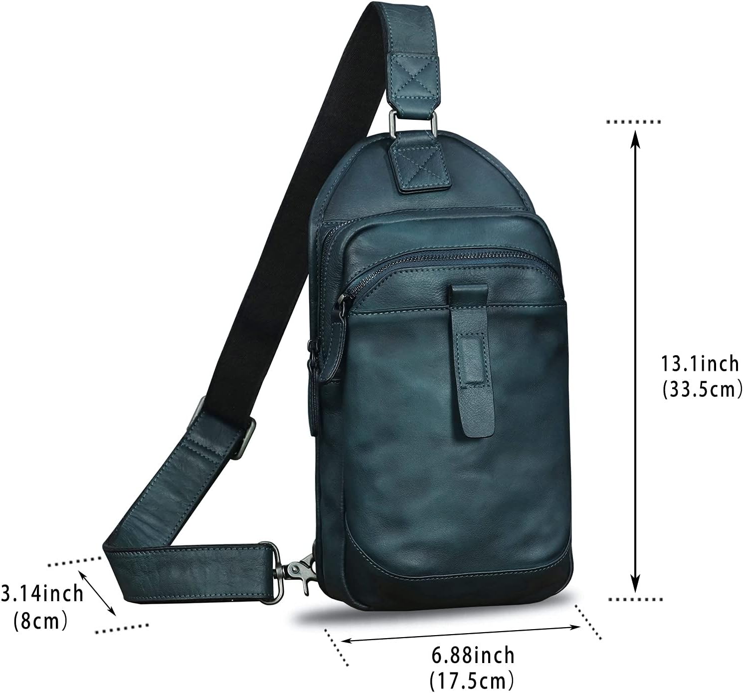 Genuine Leather Silng Bag for Men and Women Retro Leather Sling Backpack Purse Shoulder Crossbody Bag Chest Bag