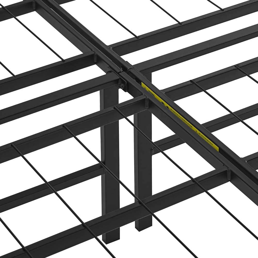 Amazon Basics Bed Frame with Storage, Foldable Metal Platform, Sturdy Steel, No Box Spring Needed, 14-inch High, Tool-Free Setup, Noise Free, Easy Assembly, Queen Size, Black
