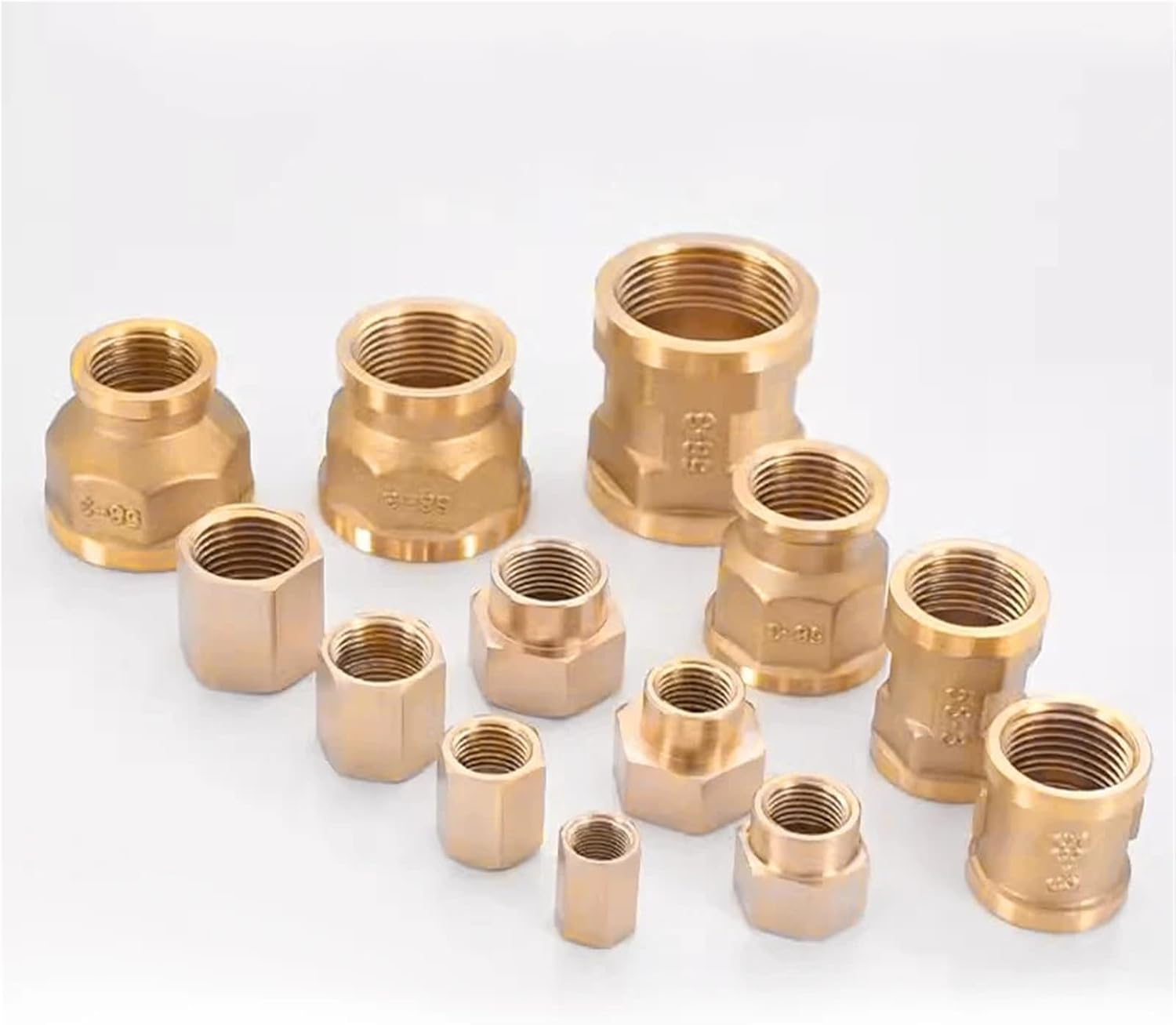 50Pcs 1/8 1/4 3/8 1/2 3/4 Inch Female Thread Brass Pipe Fittings Hex Nut Rod Connector Coupling(02-02)