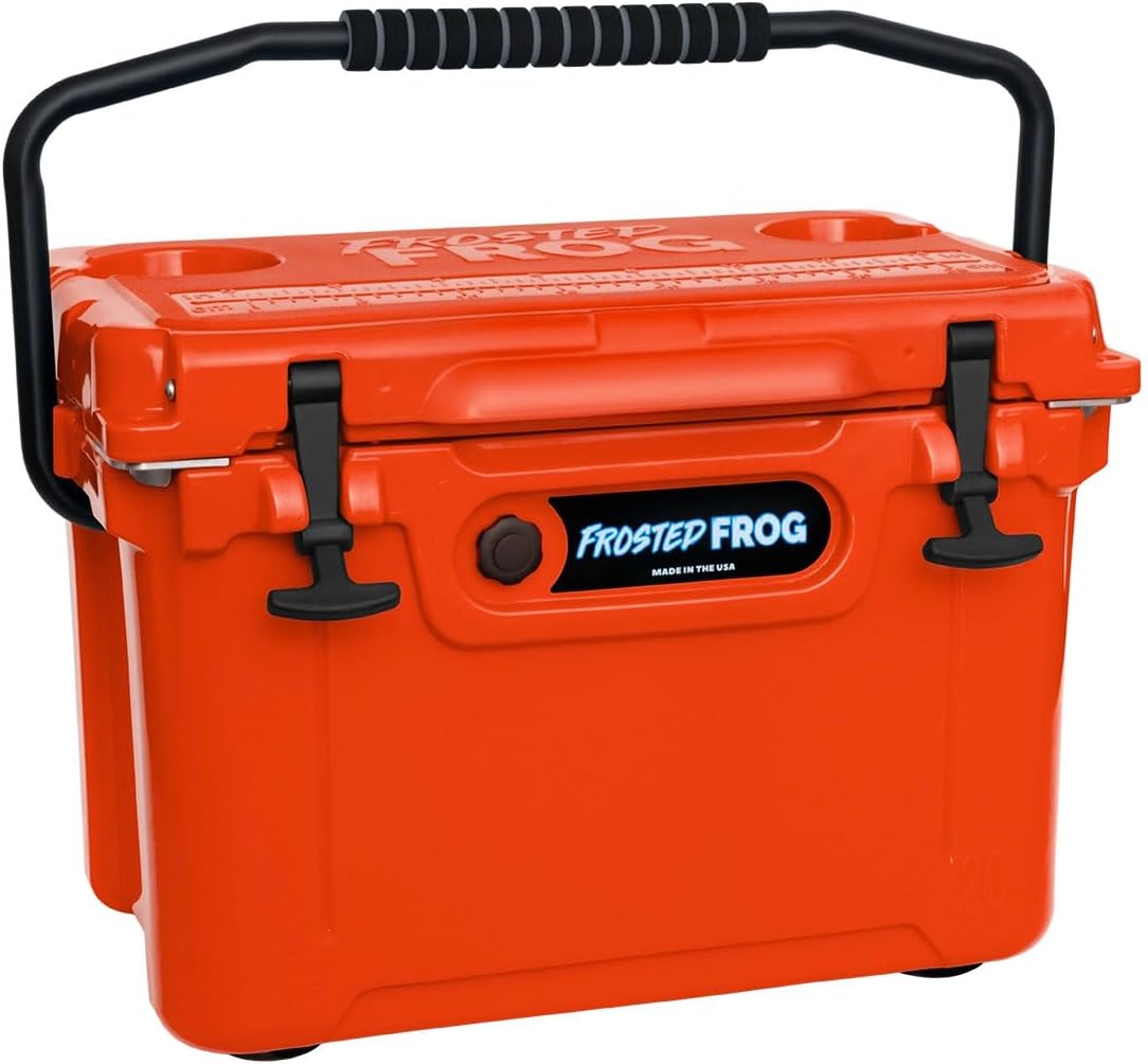 USA Made Frosted Frog 20 Quart Ice Chest Heavy Duty High Performance Roto-Molded Commercial Grade Insulated Cooler