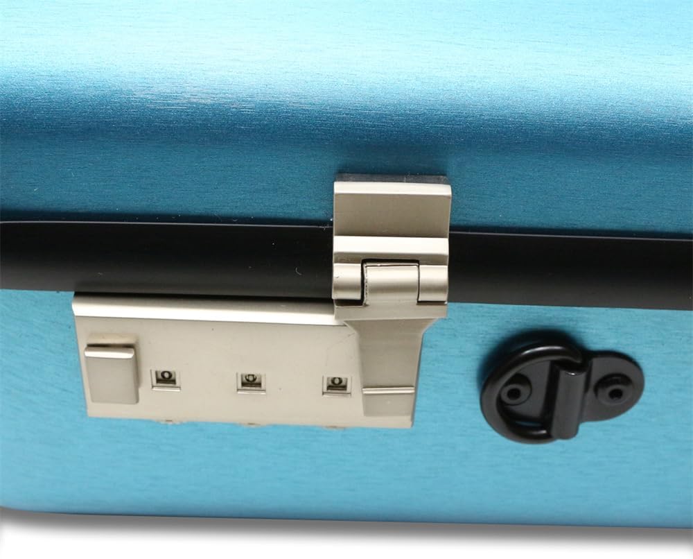 Violin case 4/4 Full size High strength Carbon fiber hard shell Durable handles Internal storage with Backpack straps Music Sheet bag (Blue with Lock)