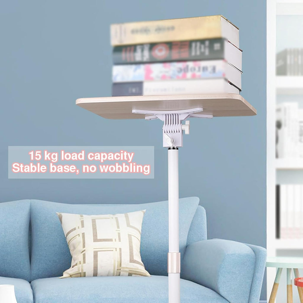 Floor Standing Reading Stand,Wooden Laptop Display Rack,Height Adjustable Book Holder/Music Sheet,with Page Clips,15kg Load Capacity(50-130cm)