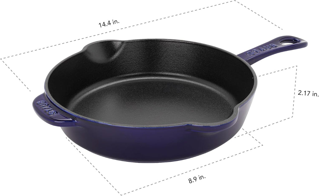 STAUB Cast Iron 8.5-inch Traditional Deep Skillet - Dark Blue