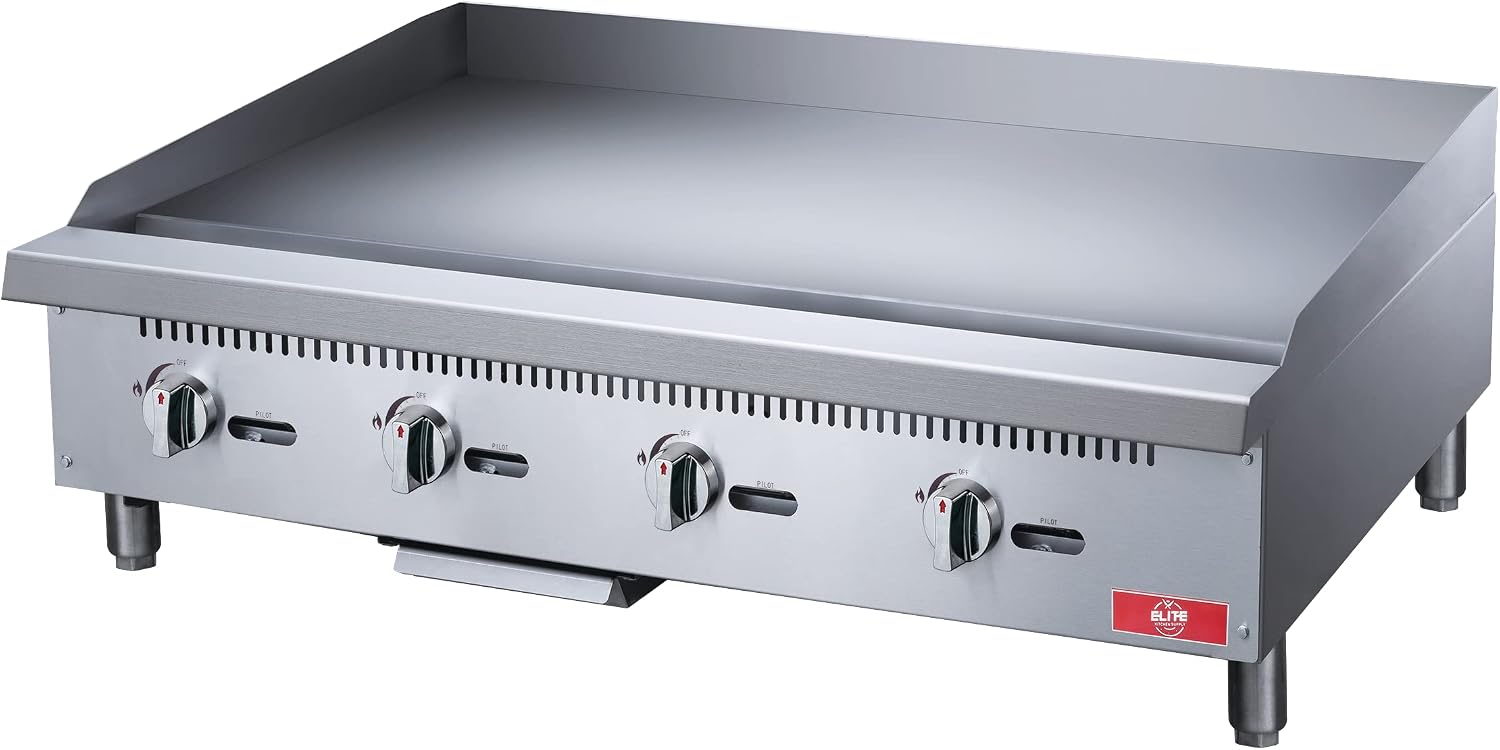 Commercial Countertop Griddle, ETL 48' Flat Top Grill Natural Gas (NG) / Propane, 4 Burners - 120000 BTU