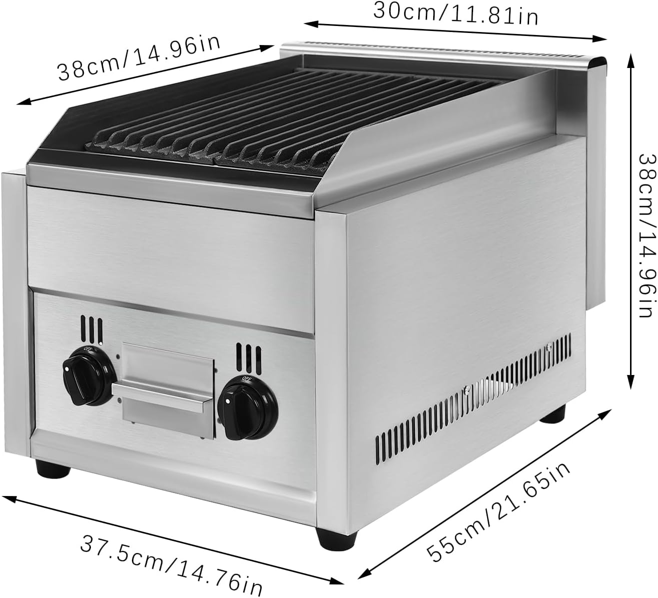 Commercial Gas Grill, Heavy Duty Countertop Gas Grill Stainless Steel Griddle Professional Propane Gas Grill for Outdoor Indoor Home Kitchen Restaurant Party BBQ Barbecue