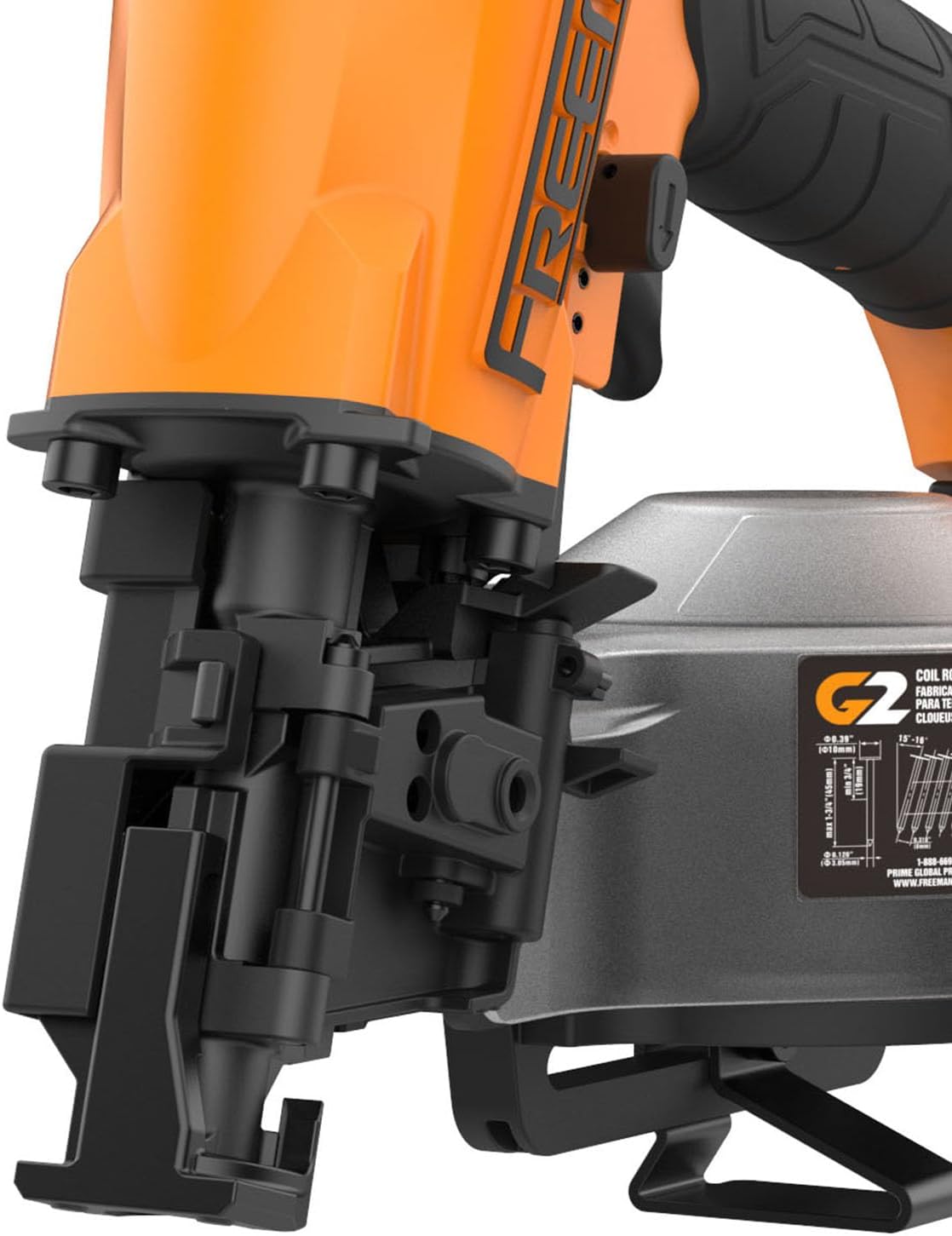 Freeman G2CN45 2nd Generation Pneumatic 15 Degree 1-3/4' Coil Roofing Nailer with 1/4' NPT Air Connector