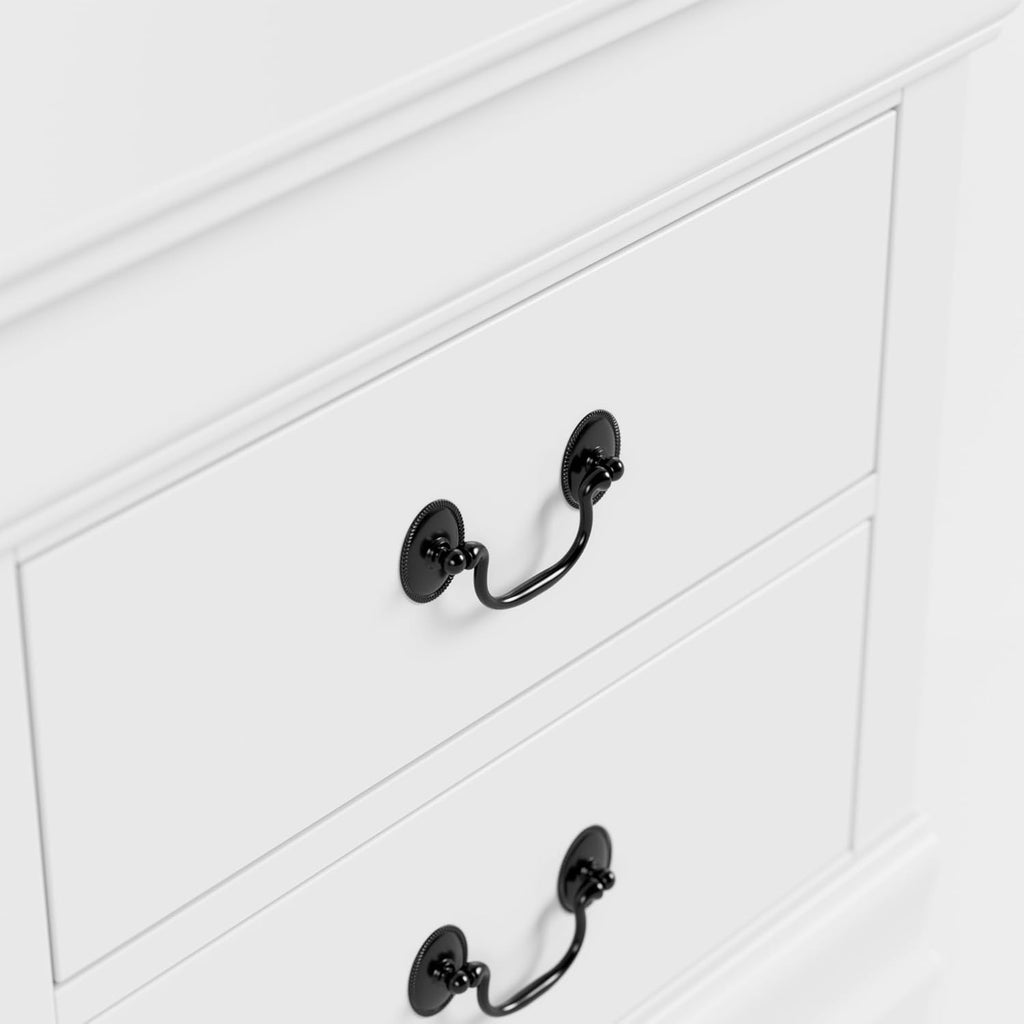 Furniture of America Arabella Traditional Solid Wood 3 Piece Bedroom Set, King Bed Frame, Nightstand, and Chest, Chic Sleigh Design Bedframe with Headboard and Footboard, Box Spring Needed, White