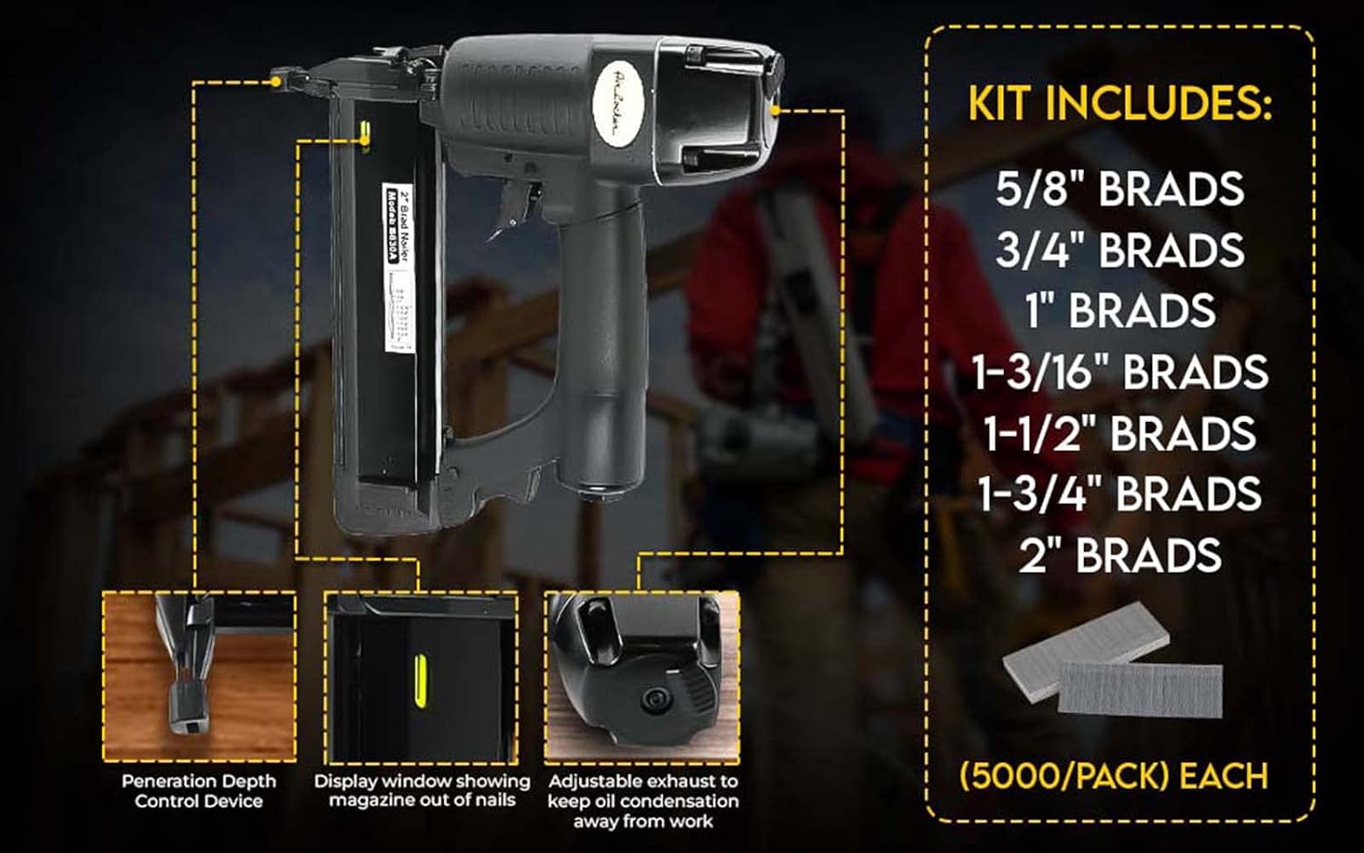 AIR LOCKER B630AK 18 Gauge 2' Brad Nailer Kit