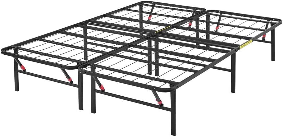 Amazon Basics Bed Frame with Storage, Foldable Metal Platform, Sturdy Steel, No Box Spring Needed, 14 inches High, Tool-Free Easy Assembly, Noise-Free, King Size, Black