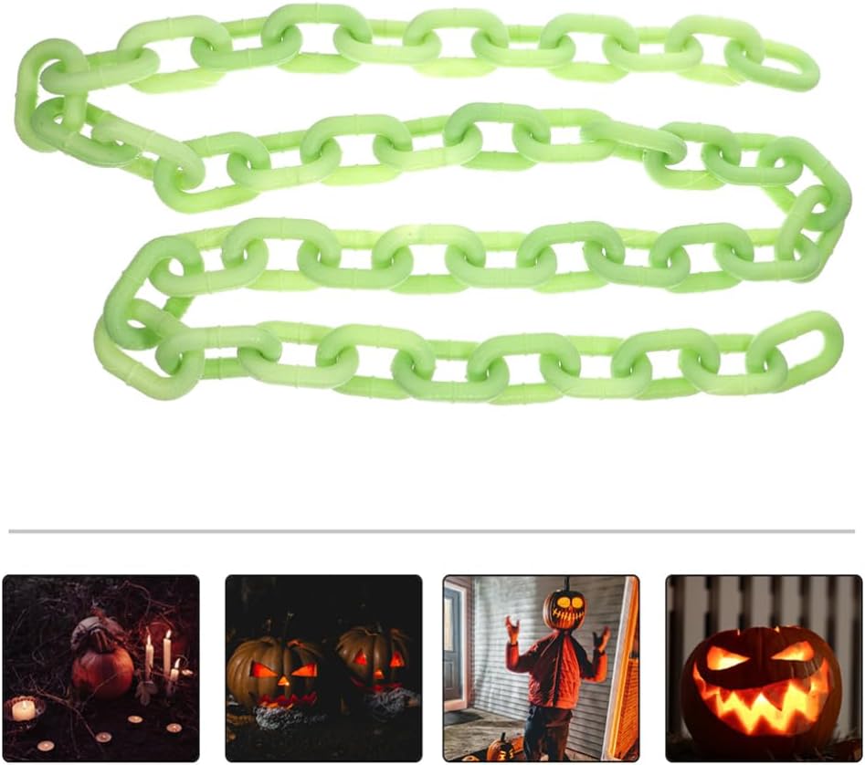 Angoily 4pcs Halloween Cosplay Chain Prop Plastic Glowing Chain Prop Party Decorative Party Supply Light Green