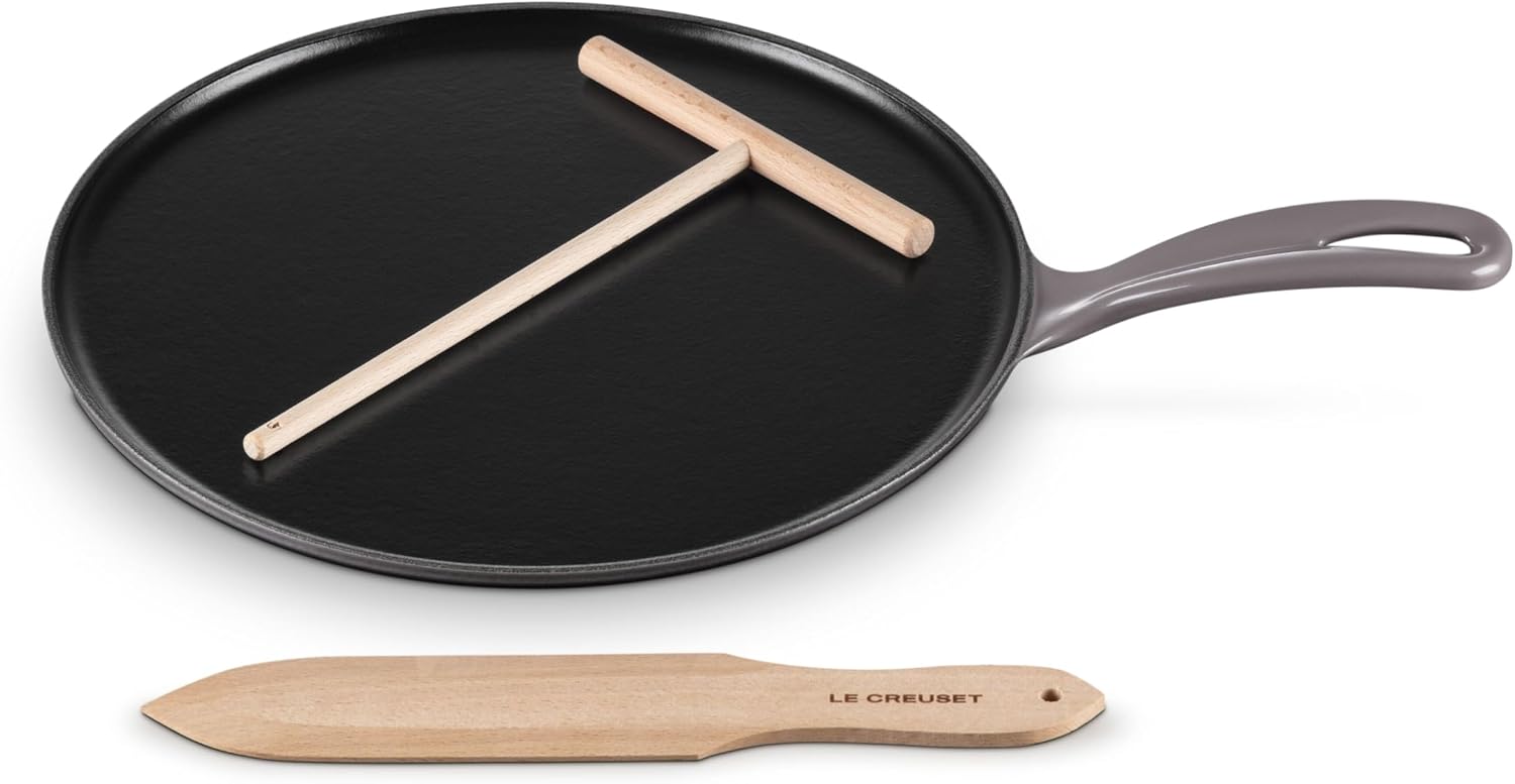 Le Creuset Enameled Cast Iron Traditional Round Crepe Pan, 10.25', Oyster