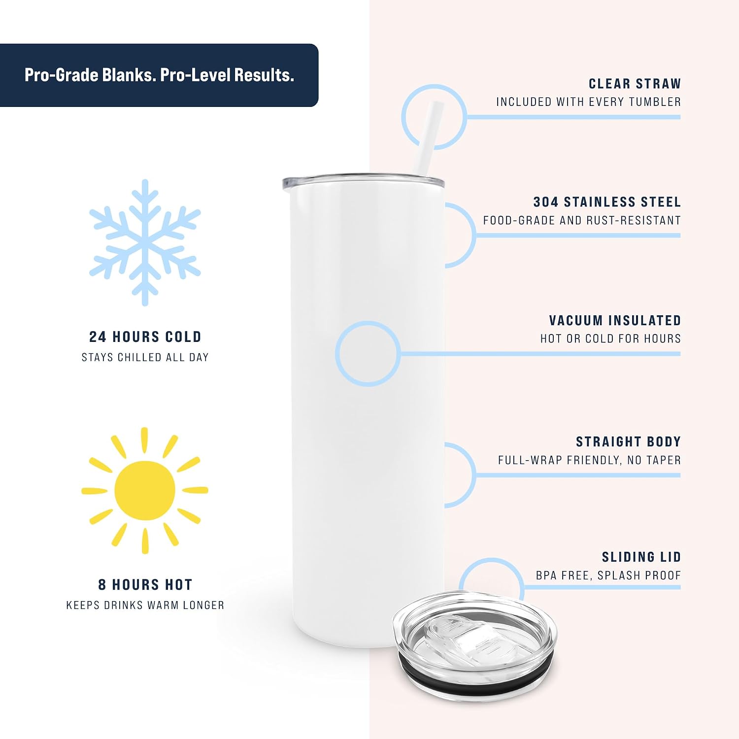 Hogg 20 oz Glow in the Dark Sublimation Tumblers (24 Units) - Red, Sublimation Blanks, Glow in the Dark Tumbler, 20oz Skinny, Blank Cups with Lids and Straws