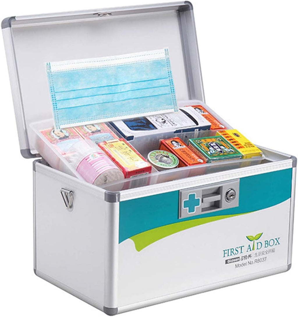 Medicine Storage Box Organizer Jewelry Travel Pill Case Family First Aid Portable Chest Cabinet Combination Lock for Medication Emergency Lockable Medical