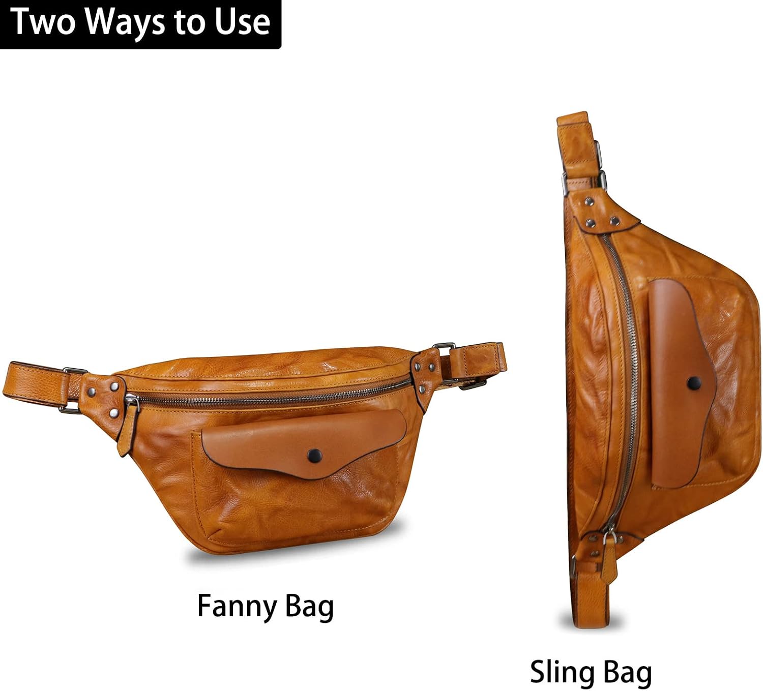 Genuine Leather Fanny Pack for Women and Men Vintage Real Leather Sling Bag Crossbody Bag Fashion Waist Bag Chest Purse