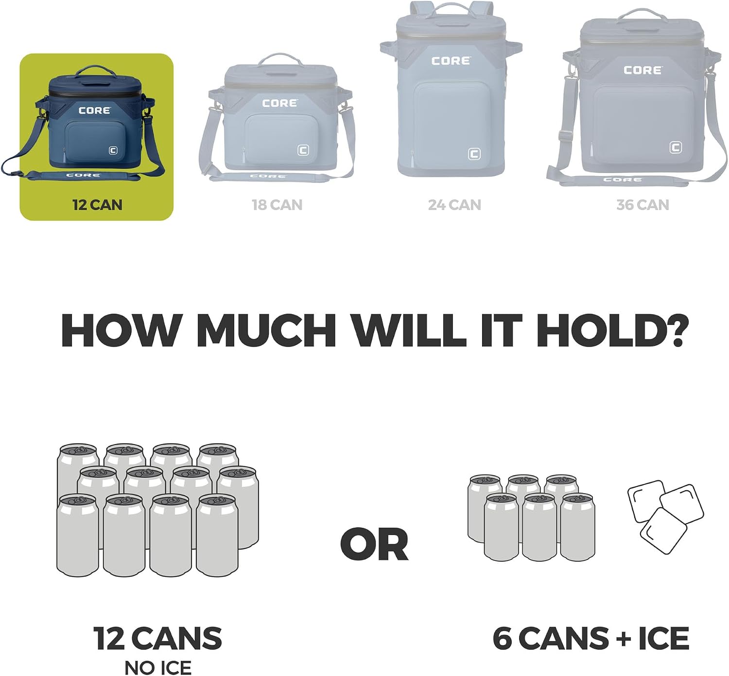 CORE Magnetic Leak Proof Soft Cooler with Waterproof Zipper | Insulated Bag Portable Ice Chest Box | Best Soft Cooler for Food & Beverages for Tailgating, Car Camping, Travel, and Family Beach Picnics