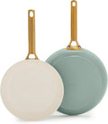 GreenPan Nonstick Reserve Pro 10' & 12' Frying Pan Set, NSF Certified Ceramic, Hard Anodized PFAS-Free Skillets, Stainless Steel Handles, Oven & Dishwasher Safe, Moss Green