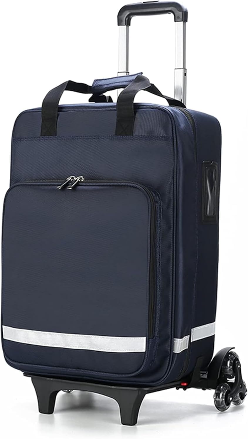 IOCCIOBB First Aid Kit Bag with Detachable Trolley,Nurse Roller Bag with Removable Dividers, for Home Visits, for Doctors(A02)