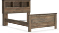 Signature Design by Ashley Trinell Country Rustic Bookcase Panel Bed with Nailhead Accents, Foundation or Box Spring Needed, Full, Dark Brown