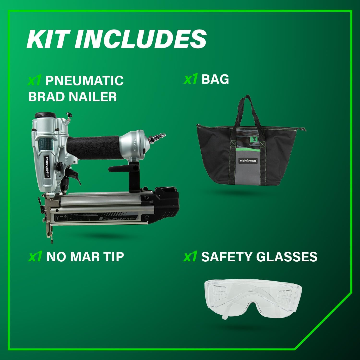 Metabo HPT Pro Brad Nailer, Pro-Preferred Pneumatic Finish Power Nailer for Trim Work, Furniture Building, Lightweight and Durable with Aluminum Magazine, 18 Gauge, 5/8″ to 2″ Brad Nails, NT50A5