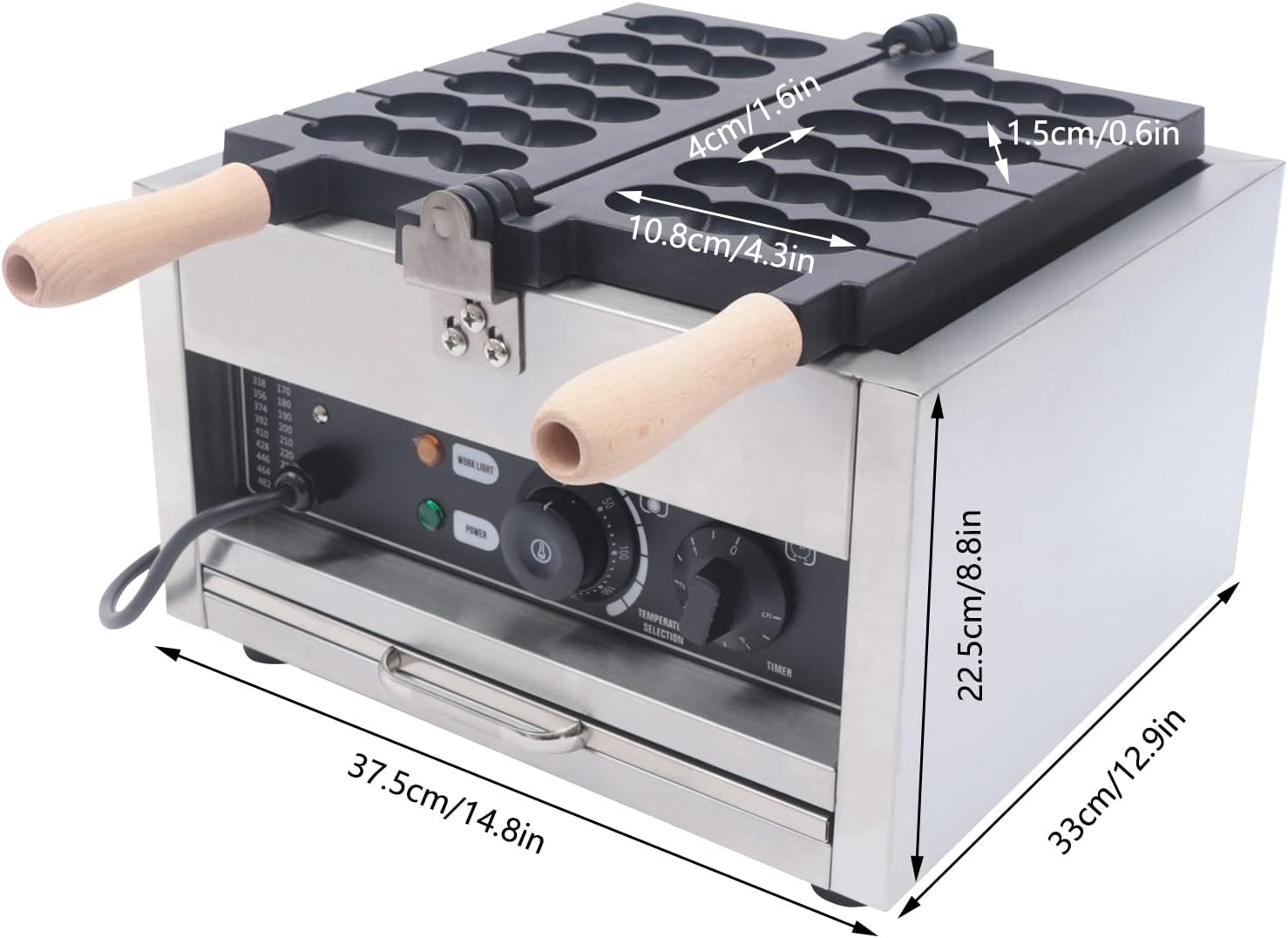 Commercial Electric Bubble Skewer Waffle Ball Machine, 1400W 6-Grid Nonstick Waffle Balls Maker, New Belgium Waffle Ball Stick Maker for Restaurant Bakeries Snack Bar Home
