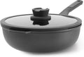 Berghoff Leo Stone+ Nonstick Ceramic 11in Wok Pan 4.6qt. With Glass Lid Recycled Aluminum CeraGreen Non-toxic PFAS Free Cookware Stay-cool Handle Spoon Rest on Lid Induction Ready
