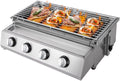 22'' Tabletop Grill Commercial LPG Gas BBQ Grill w/ 4 Burners Portable Gas Barbecues Griddle w/ 4 Independent Switches Gas Grill Griddle for Parties, Backyard barbecue, Camping or Picnicking